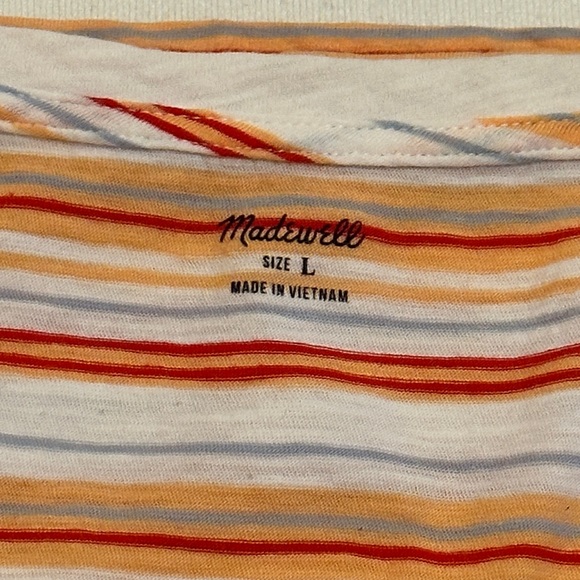 Madewell Whisper Cotton V-Neck Pocket Tank in Fieldgate Stripe (Size: Large) - Picture 5 of 7